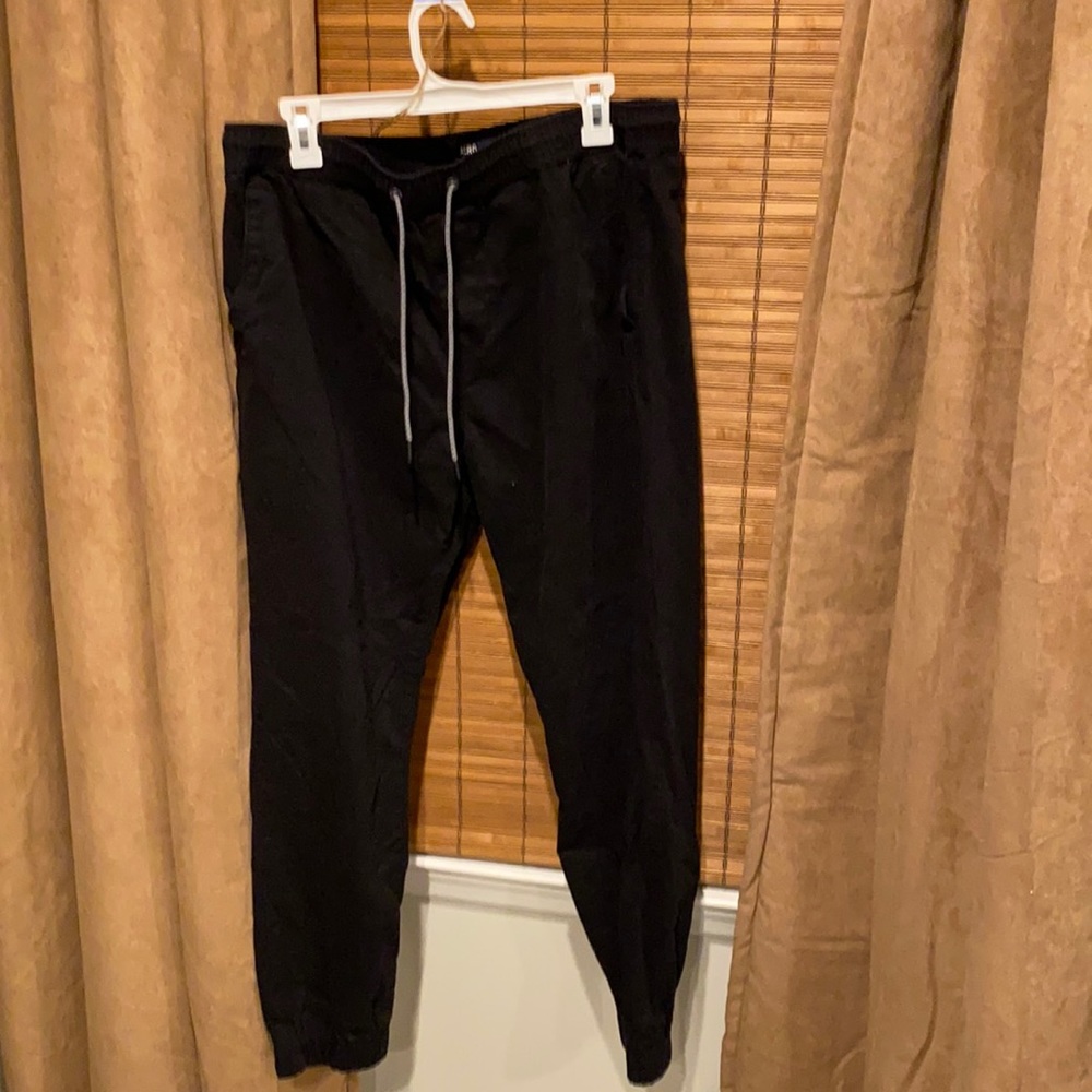 AERO black chino joggers with drawstring